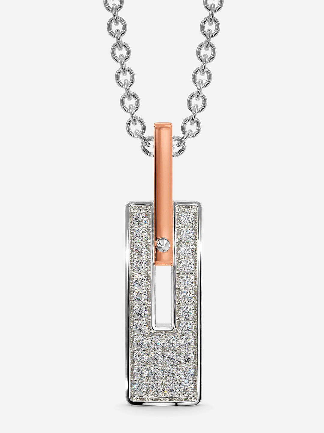 

MELORRA Rebel Biker Diamond-Studded Rhodium-Plated 18KT White Gold Pendant-1.93gm, Silver