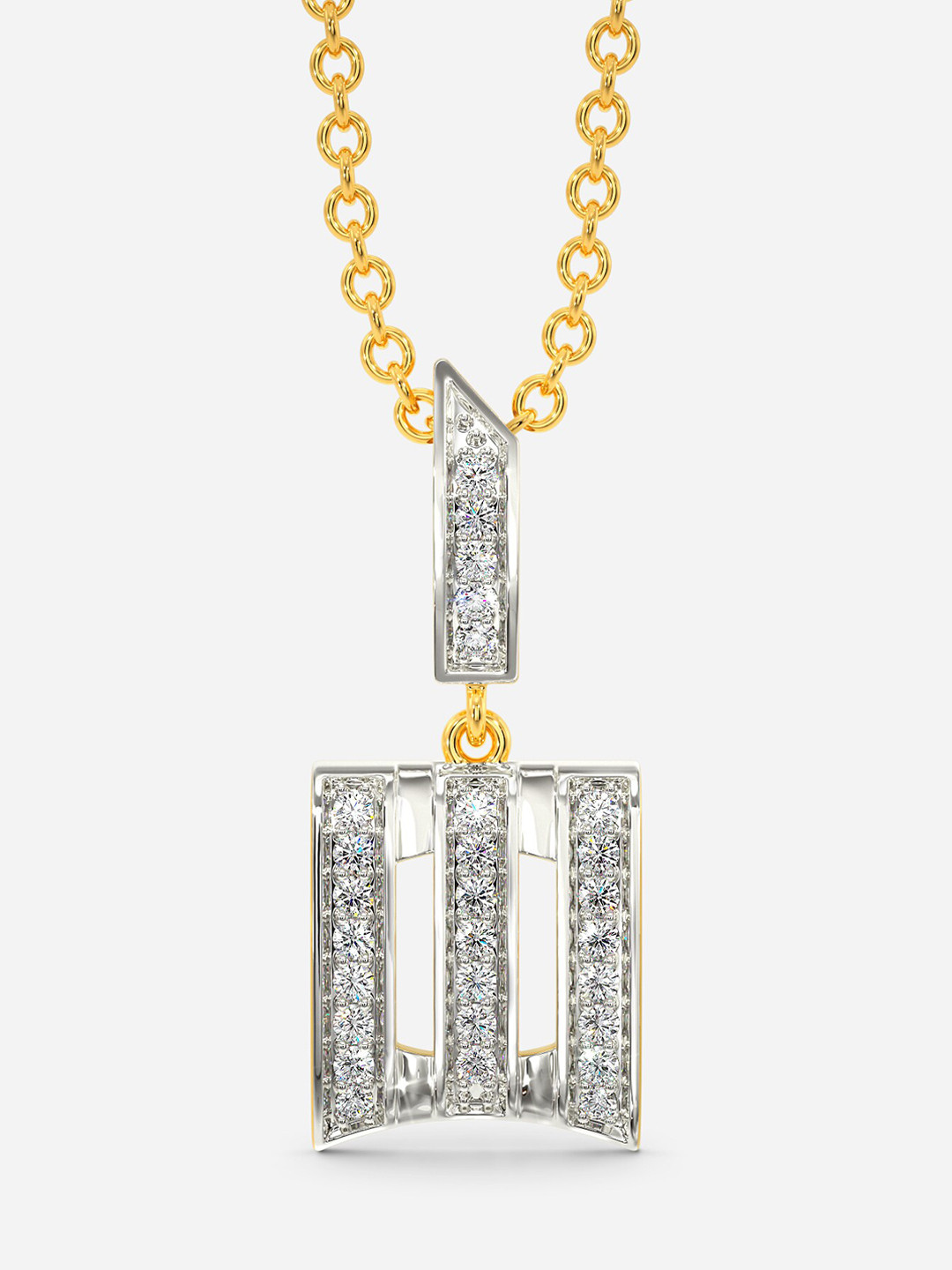 

MELORRA Starry Delight Diamond-Studded Rhodium-Plated 18KT Gold Pendant-1.84gm