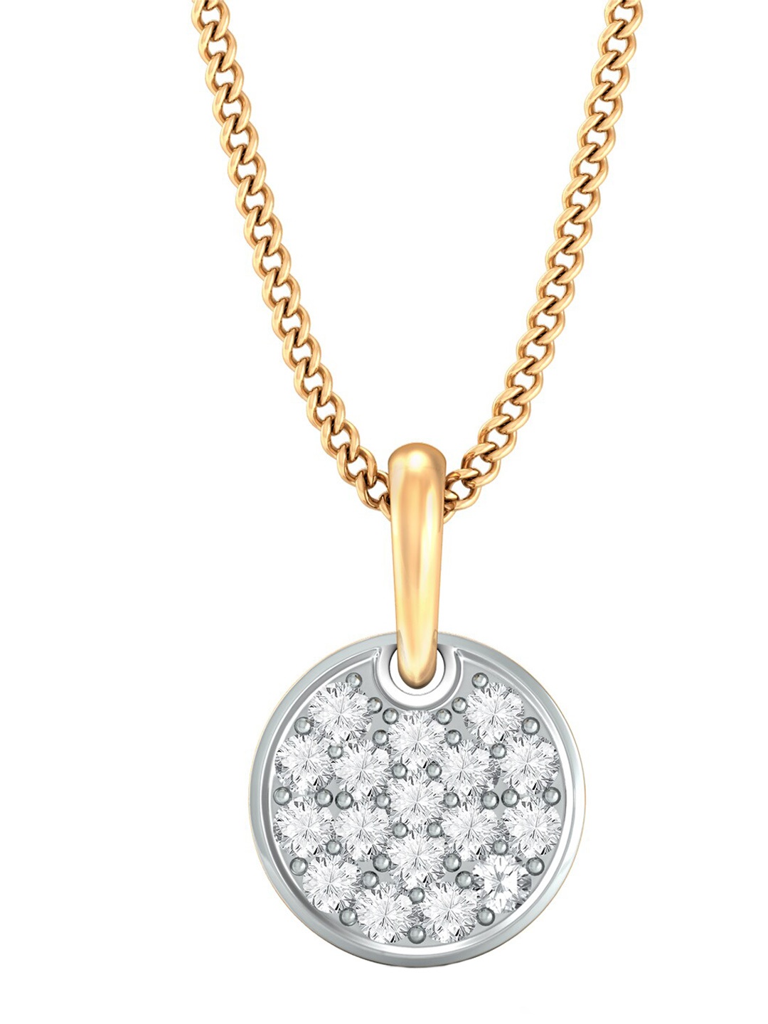 

MELORRA Ever Radiant Diamond-Studded Rhodium-Plated 18KT Gold Pendant- 0.9 gm