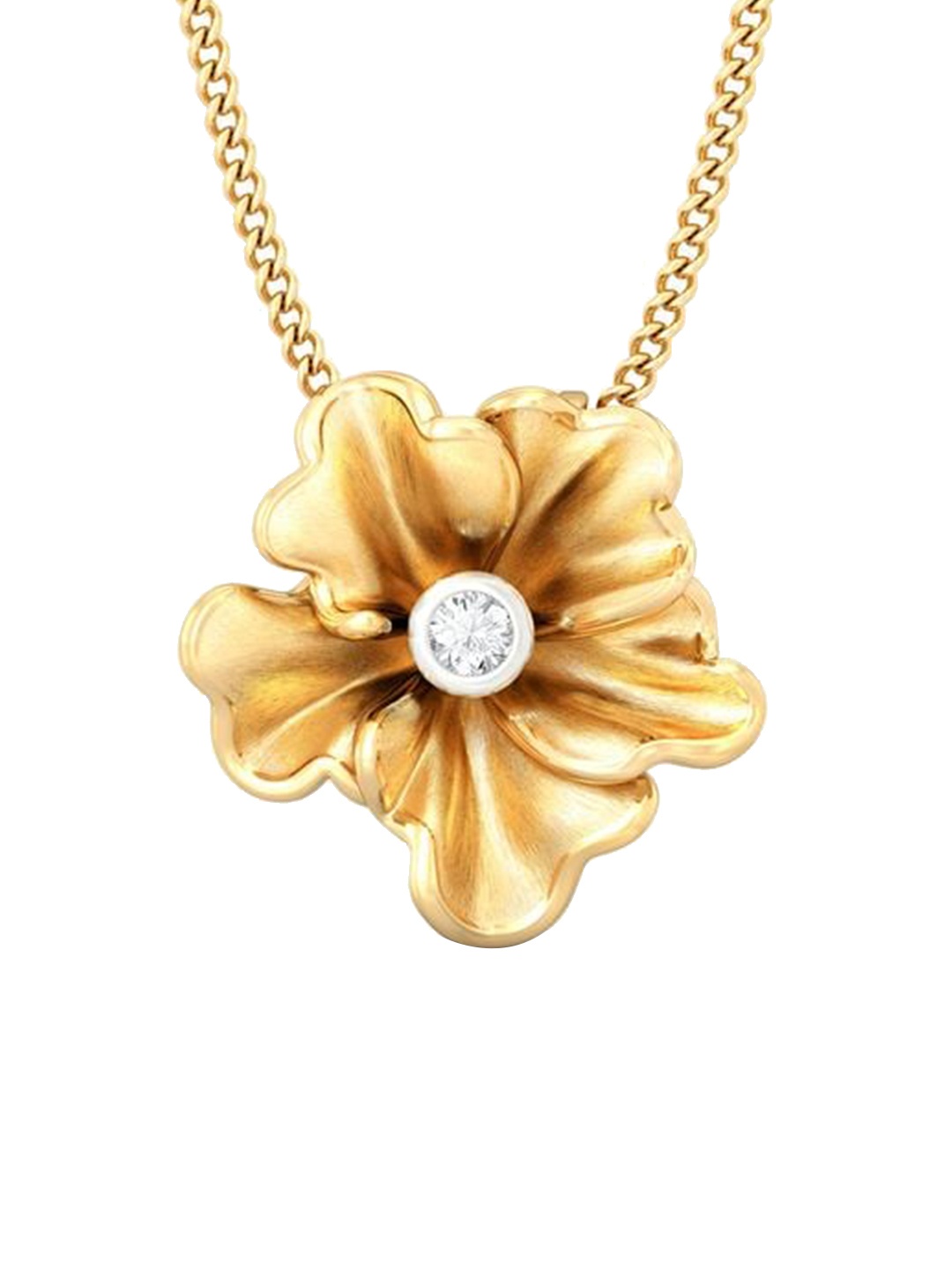 

MELORRA Yellow Carnation Diamond-Studded 18KT Gold Pendant - 1.72gm