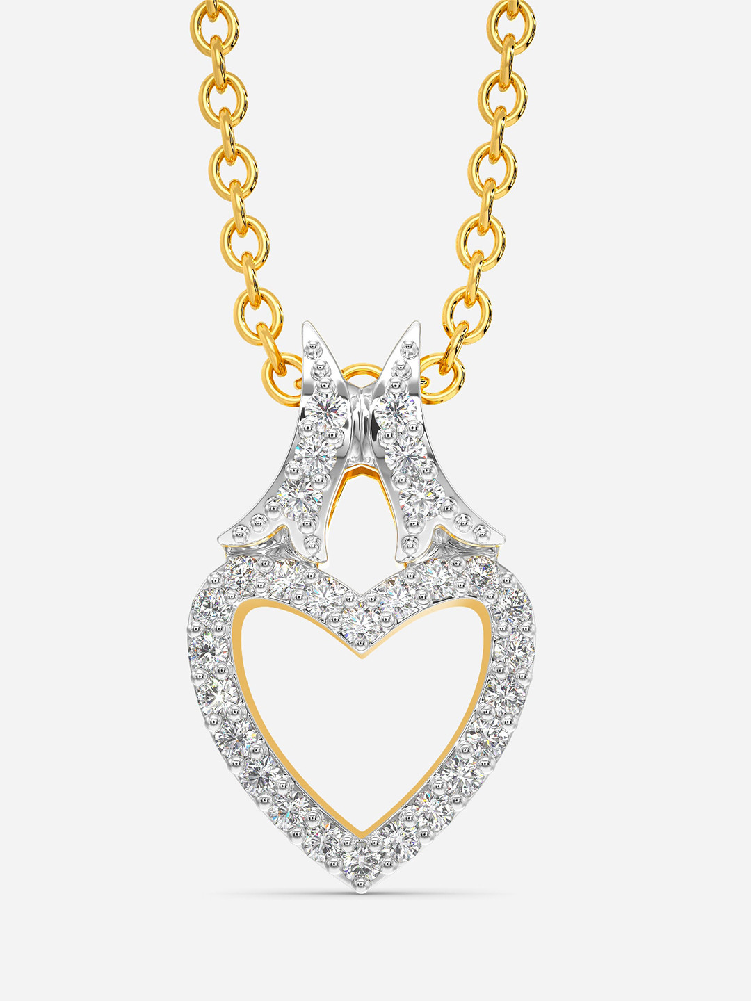 

MELORRA Fairytale Romance Diamond-Studded Rhodium-Plated 18KT Gold Pendant-1.64gm