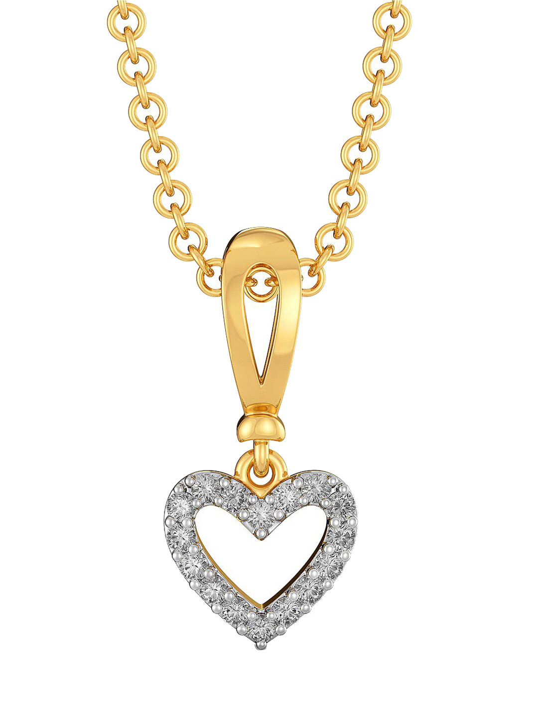 

MELORRA Knotty Hearts Rhodium-Plated 18KT Gold Diamond-Studded Pendant - 0.86 gm