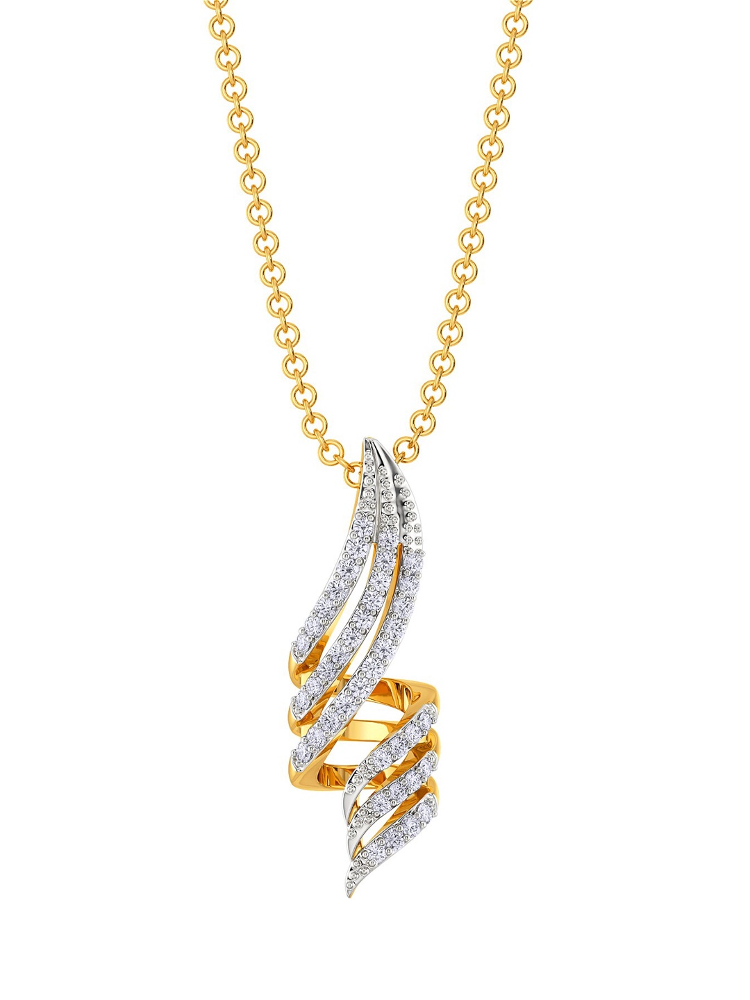 

MELORRA Confetti Twirls Diamond-Studded Rhodium-Plated 18KT Gold Pendant-2.05gm
