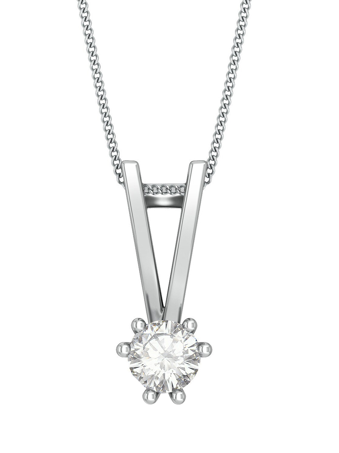 

MELORRA Monochrome 18KT White Gold Diamond-Studded Pendant - 0.45 gm, Silver