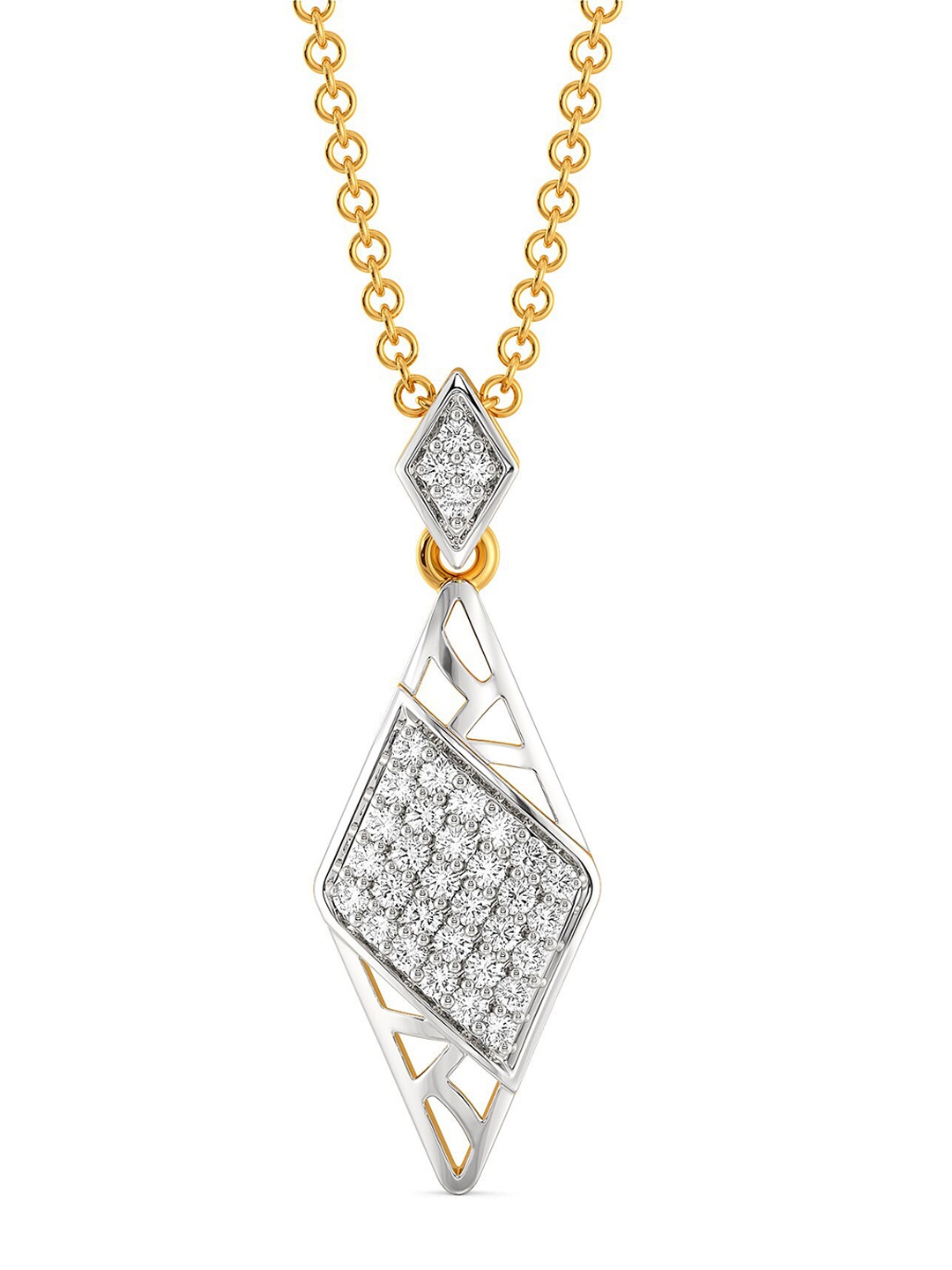 

MELORRA Punky Mesh Rhodium-Plated 18KT Gold Diamond-Studded Pendant - 1.87 gm