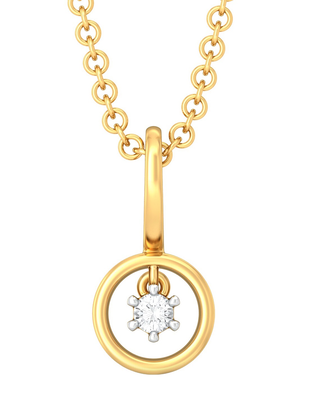 

Melorra Dotted Dimensions Diamond-Studded 18KT Gold Pendant - 0.59gm