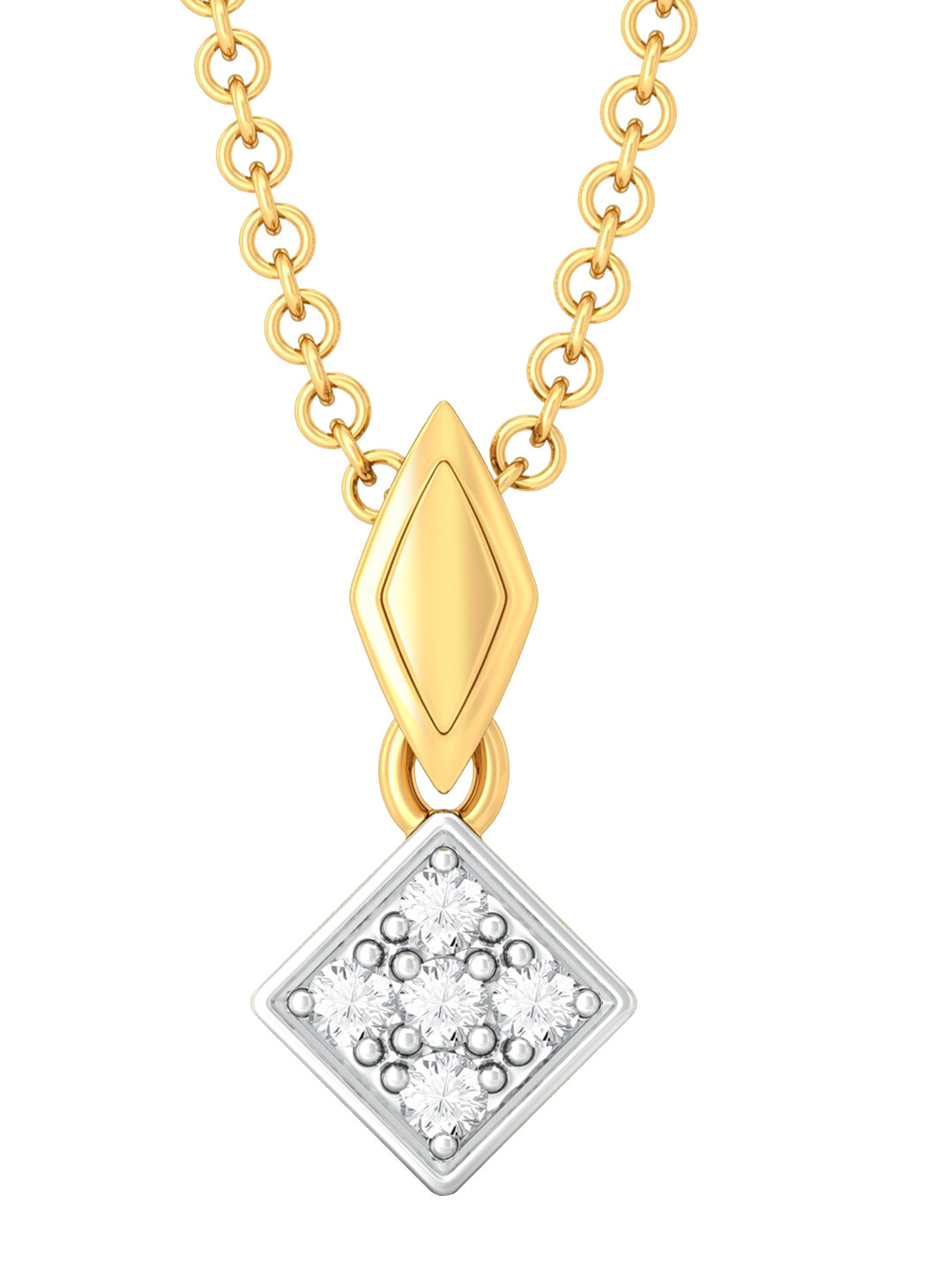 

MELORRA Quad Swag Diamond-Studded 18KT Gold Pendant - 1.08gm