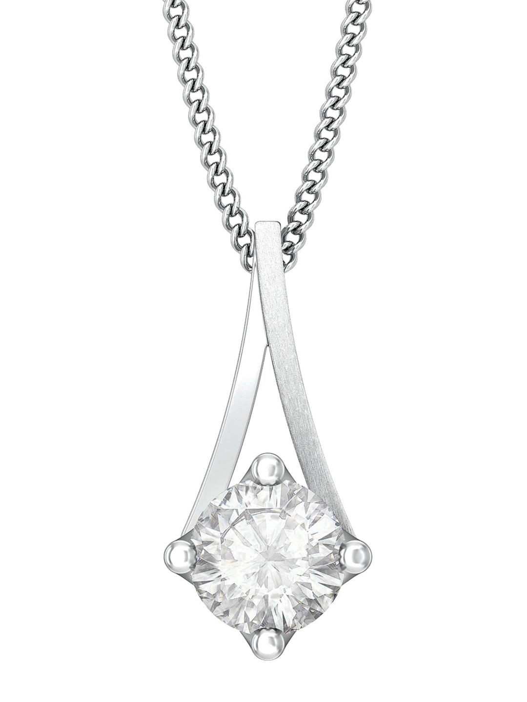 

MELORRA Pristine White Rhodium-Plated 18KT White Gold Diamond Pendant-0.55gm