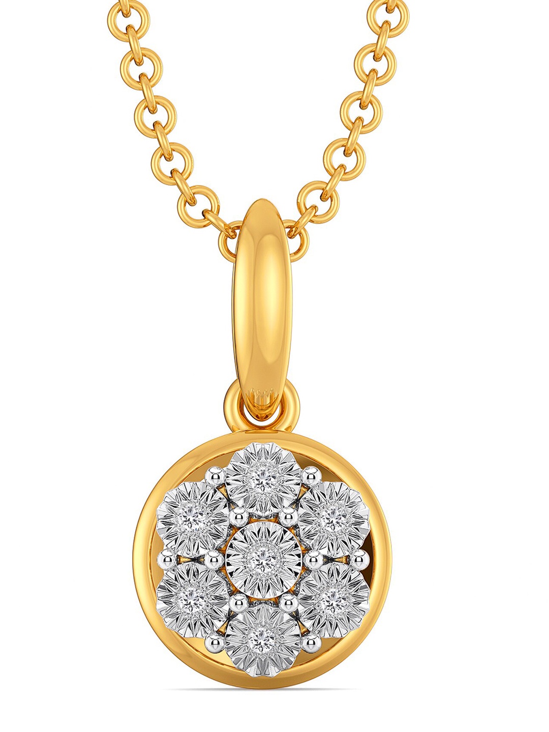 

MELORRA Glitz Glory Diamond-Studded Rhodium-Plated 18KT Gold Pendant-1.44gm