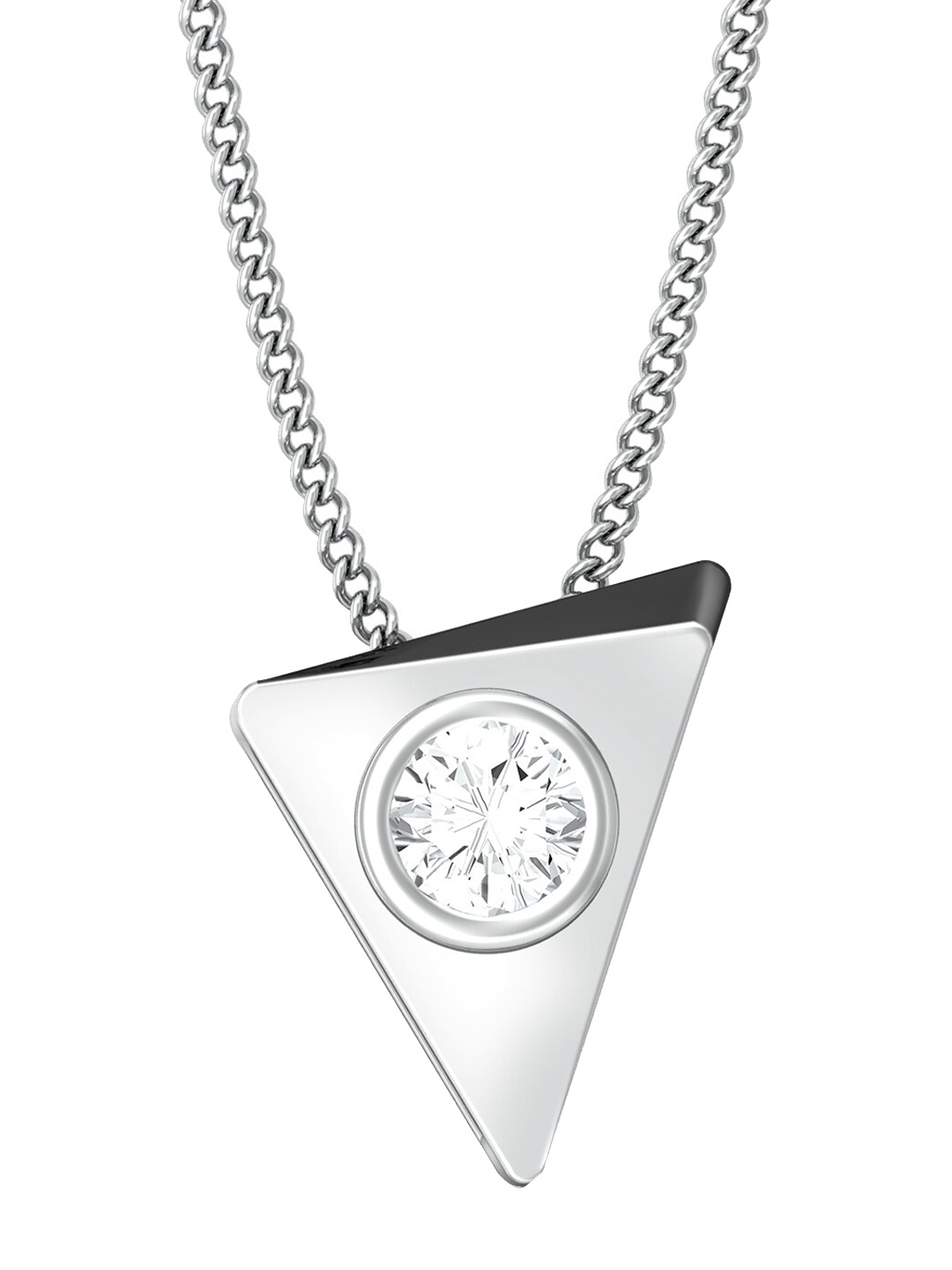 

Melorra Beveled Black Diamond-Studded 18KT White Gold Pendant - 1.43gm, Silver