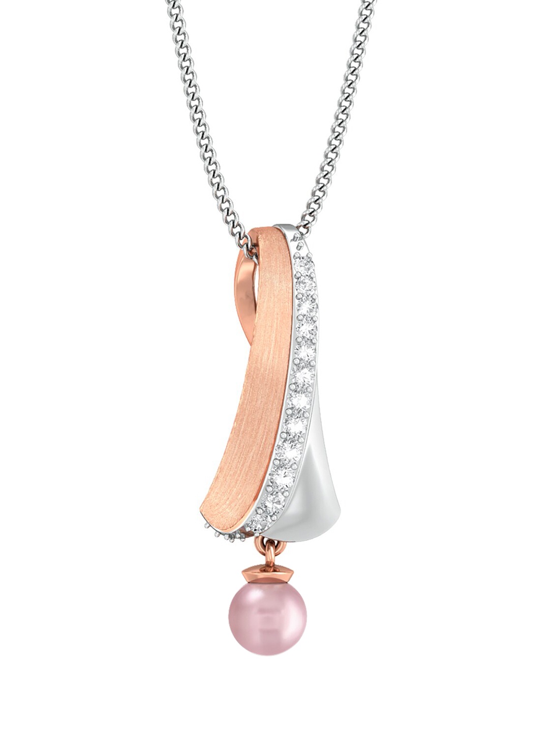 

MELORRA Pearly pink 18KT Rose Gold Diamond Studded Pendant-1.62gm