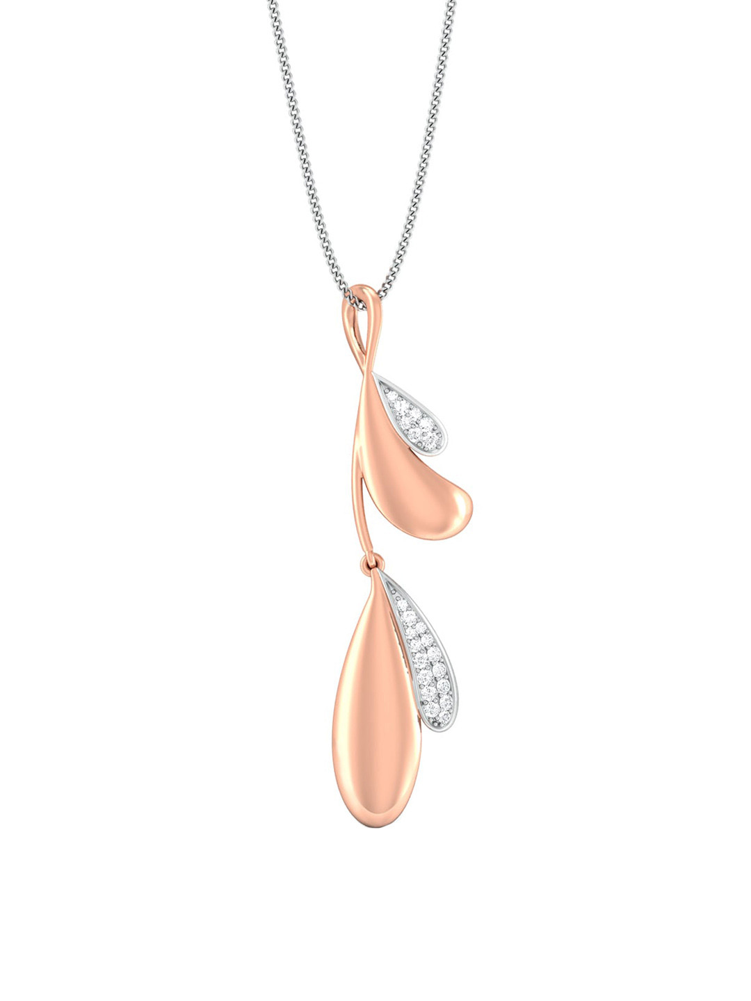 

MELORRA 18KT Rose Gold Mistletoe Pendant with Diamonds-3.33g