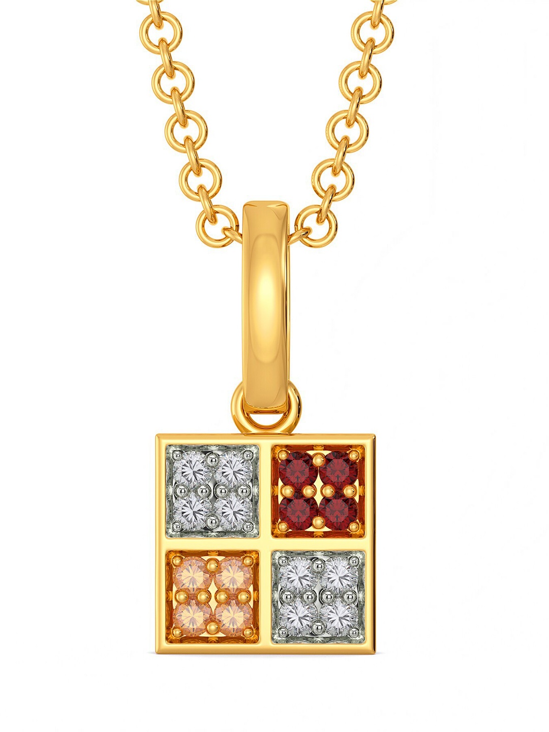 

MELORRA Colour Crowd Rhodium-Plated 18KT Gold Gemstones-Studded Pendant - 1.09 gm