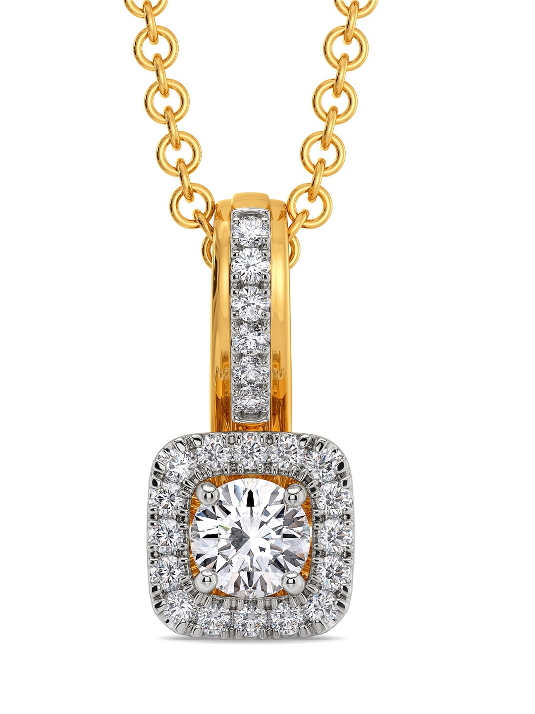 

MELORRA 18KT Square N Shine Diamond Pendant 1.39 g, Gold