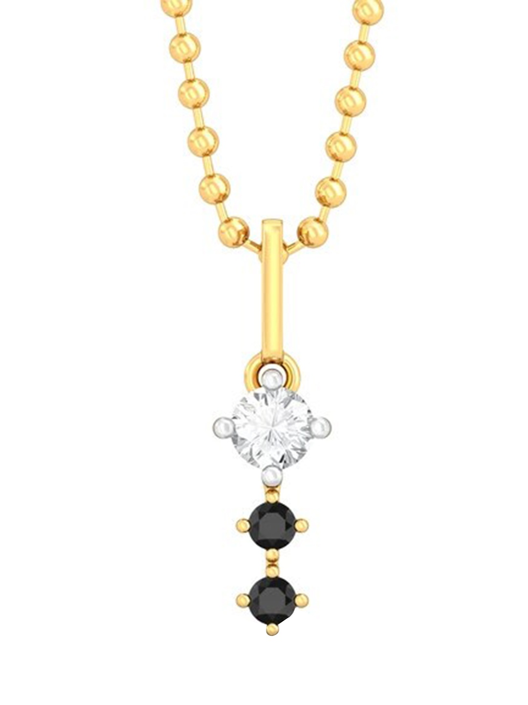 

MELORRA Duet of Dots Rhodium-Plated 18KT Gold Diamond Pendant-1.14gm