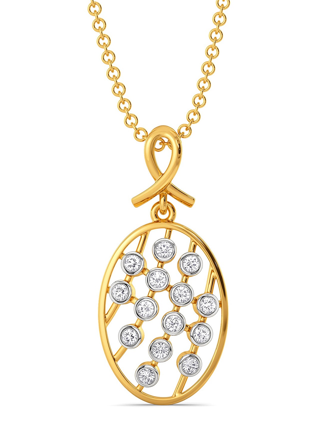 

MELORRA Comfy Flair Rhodium-Plated 18KT Gold Diamond-Studded Pendant - 2.73 gm