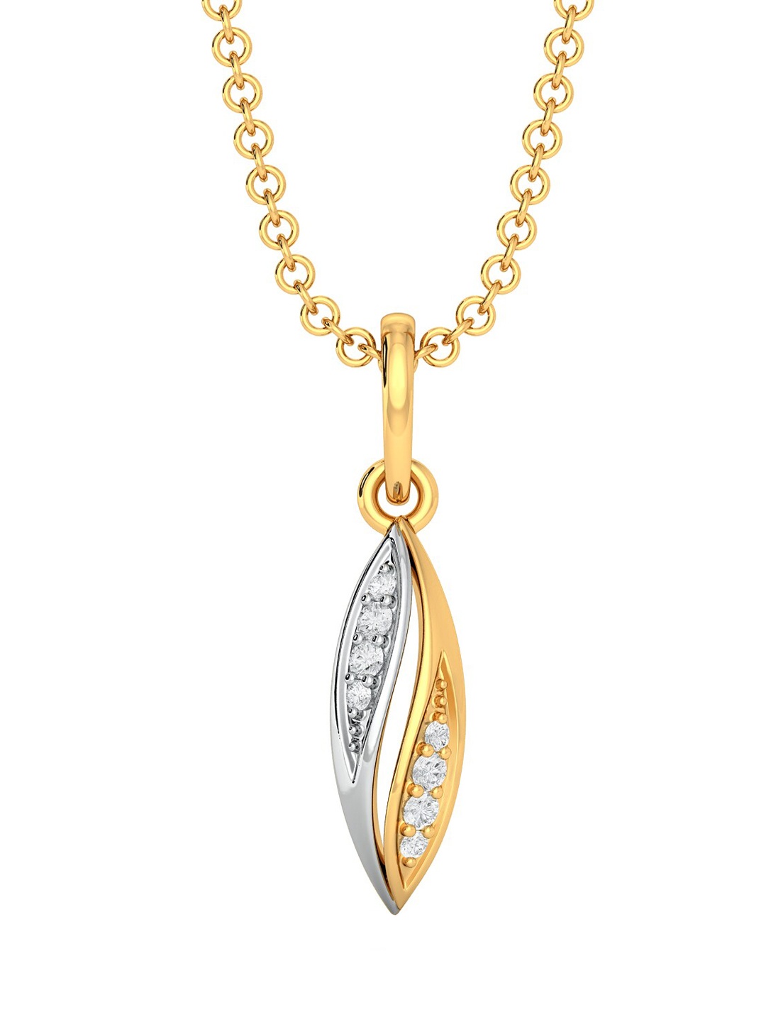 

MELORRA Bud Vizor Diamond-Studded Rhodium-Plated 18KT Gold Pendant-1.14gm