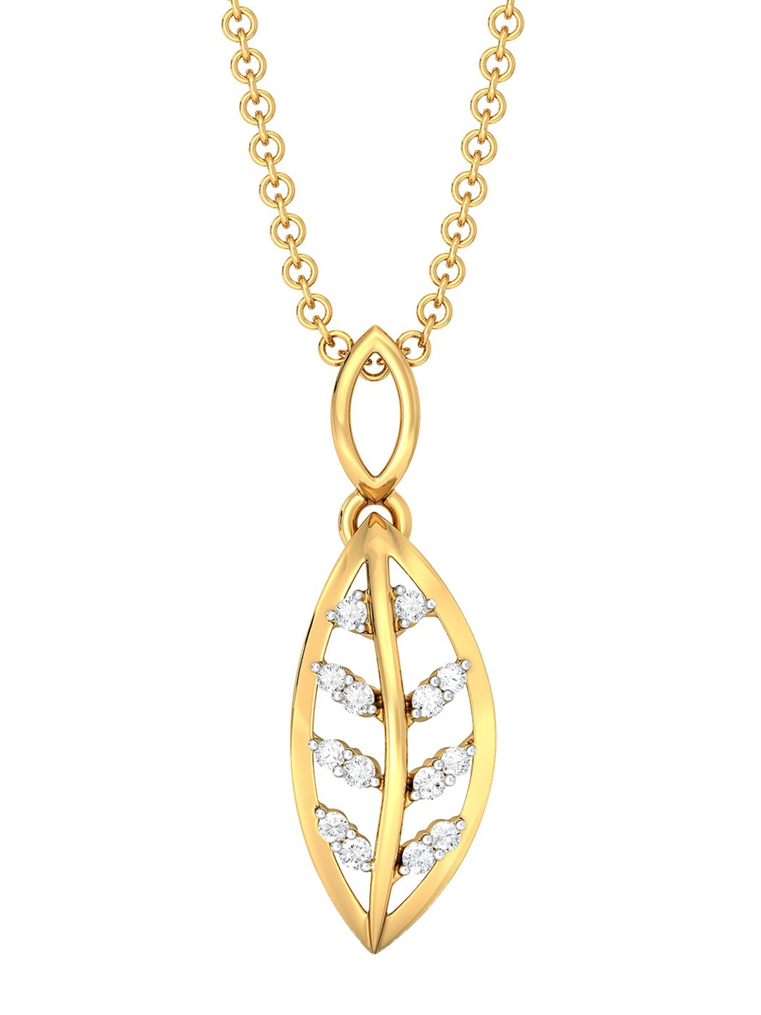 

MELORRA 18KT Gold Leaf in Chief Rhodium-Plated Pendant with Diamonds -2.06 g