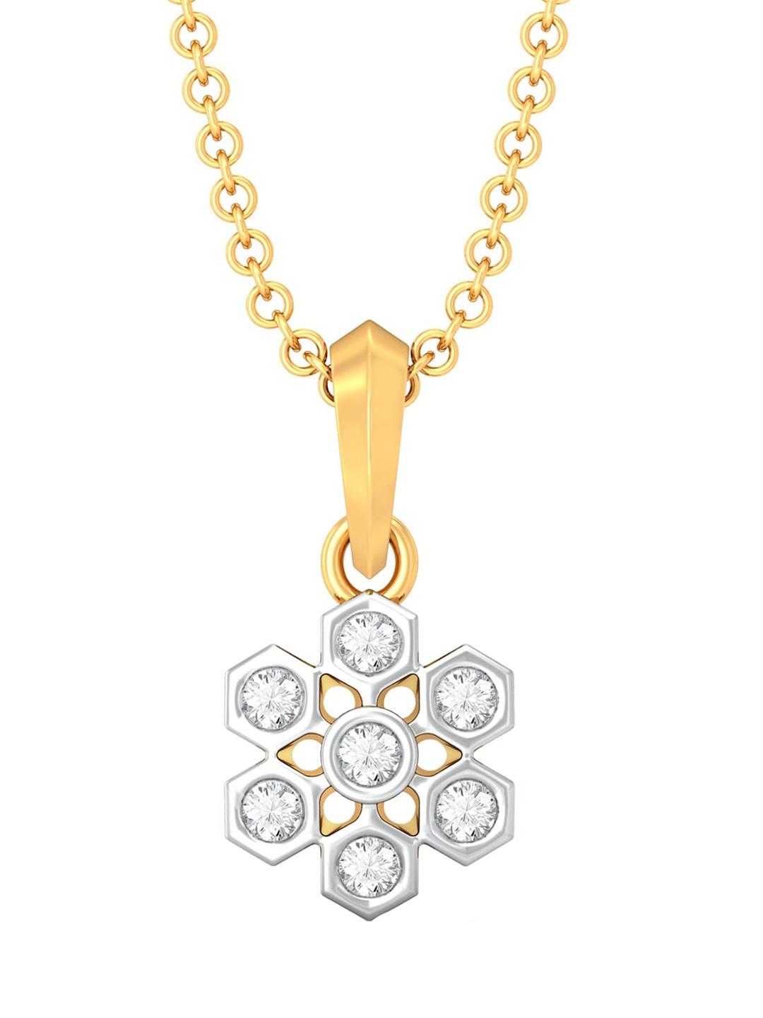 

MELORRA Star Gaze Diamond-Studded Rhodium-Plated 18KT Gold Pendant- 1.7 gm