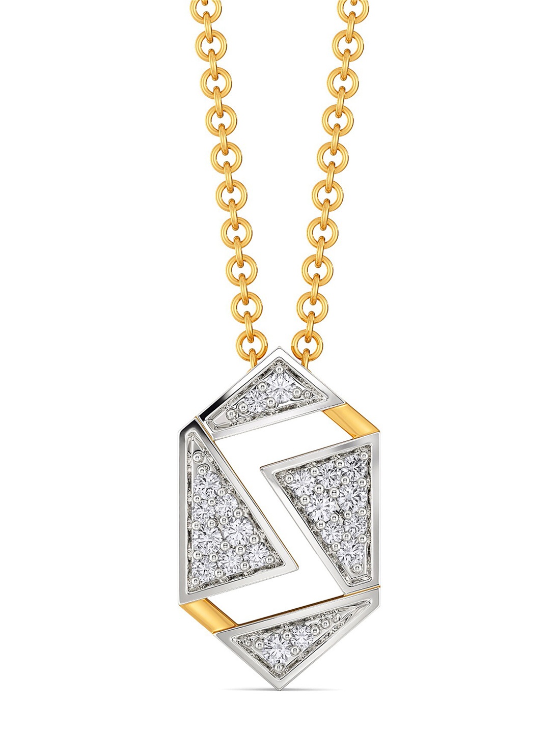 

MELORRA Vibe Authority Rhodium-Plated 18KT Gold Diamond-Studded Pendant - 2.16 gm