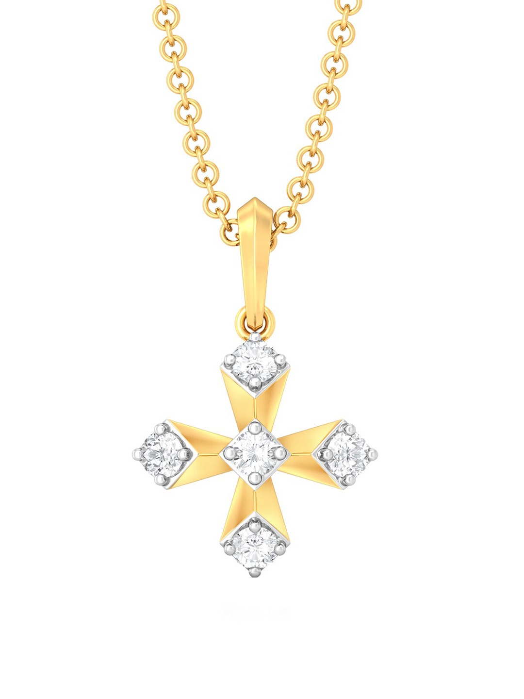 

MELORRA Plus Truss Diamond-Studded Rhodium-Plated 18KT Gold Pendant- 1.54gm
