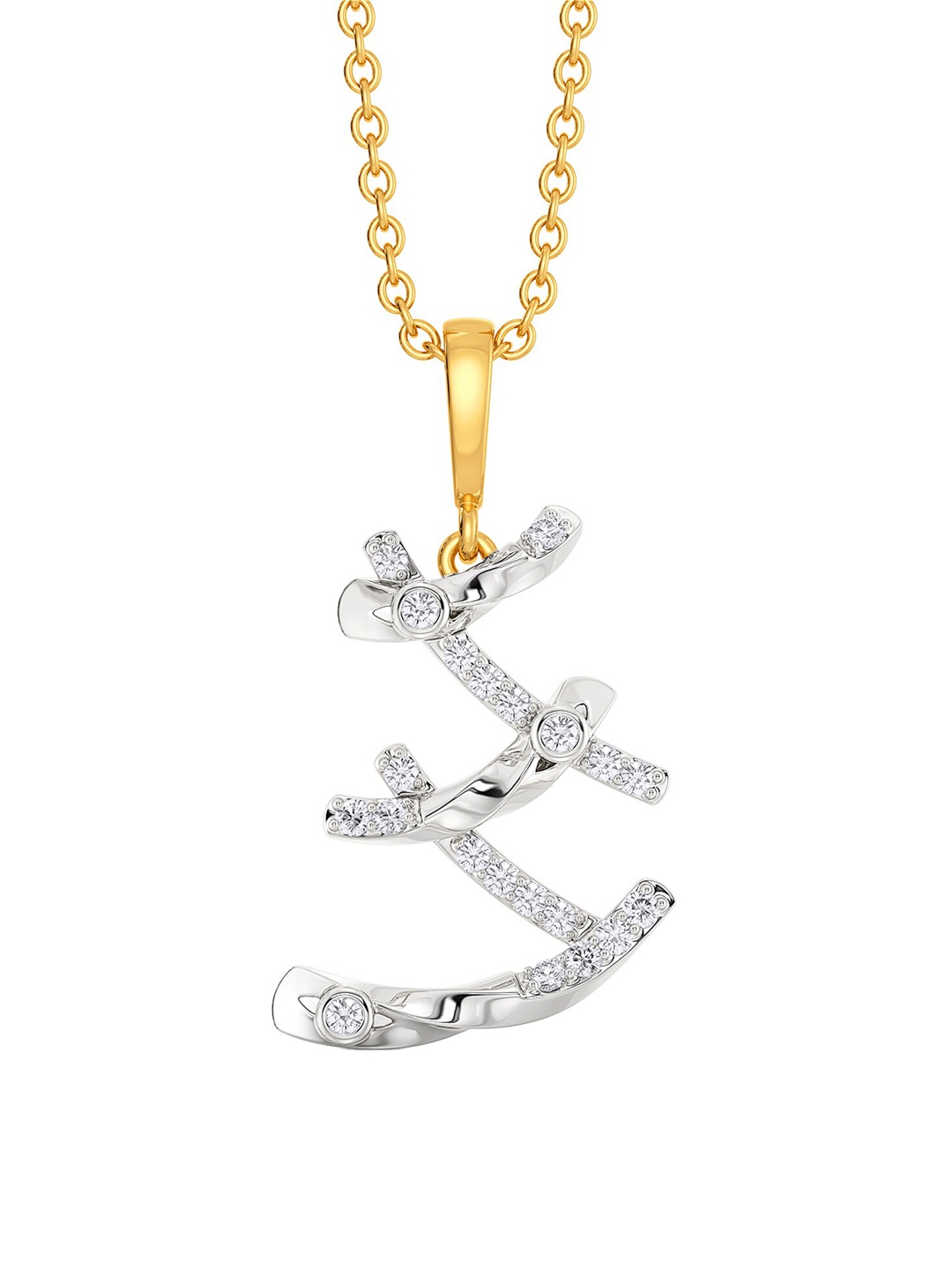 

MELORRA Upbeat Basics Rhodium-Plated 18KT Gold Diamond-Studded Pendant - 2.36 gm