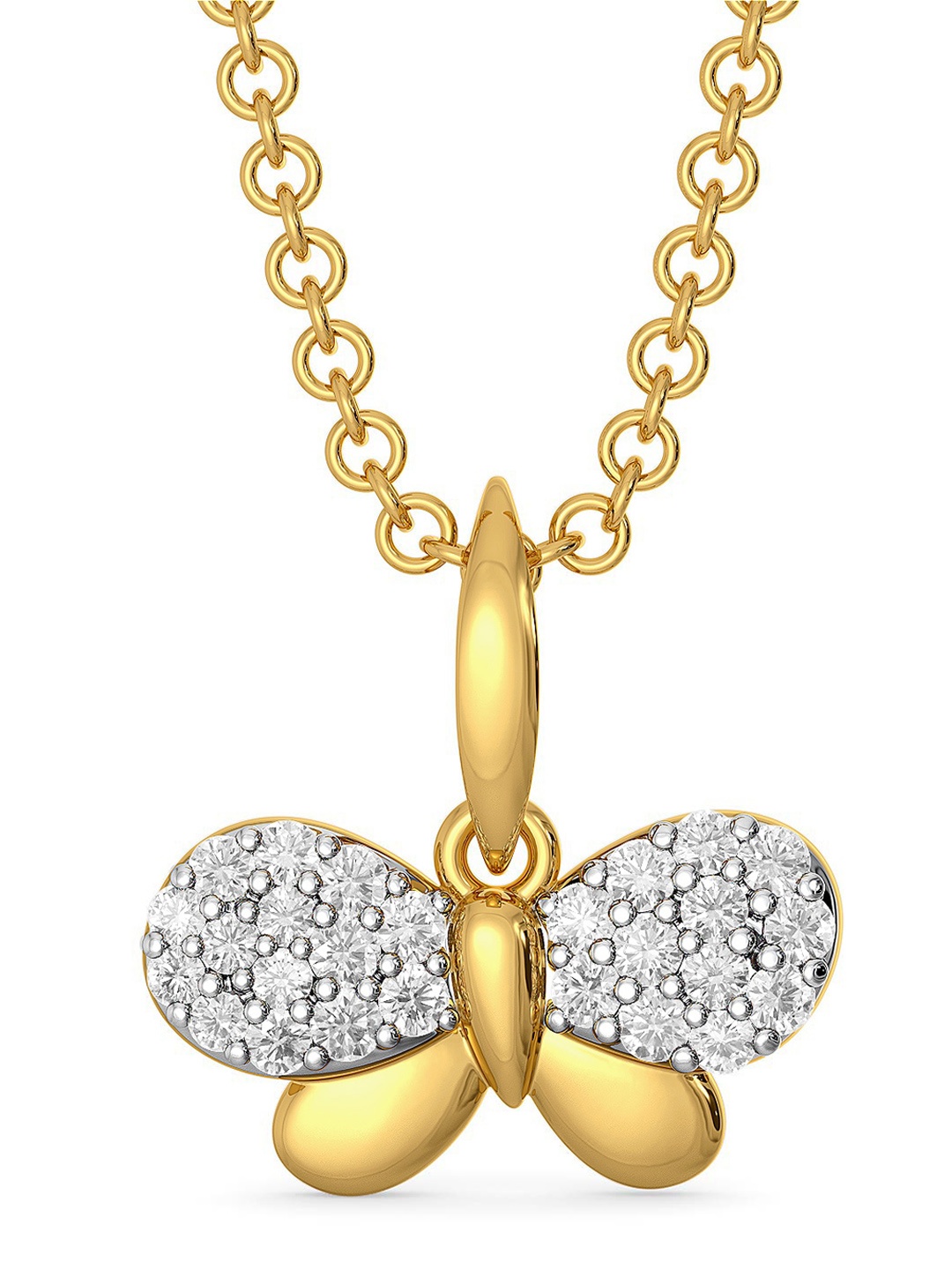 

MELORRA Fly Glorify Diamond-Studded Rhodium-Plated 18KT Gold Pendant- 1.33 gm