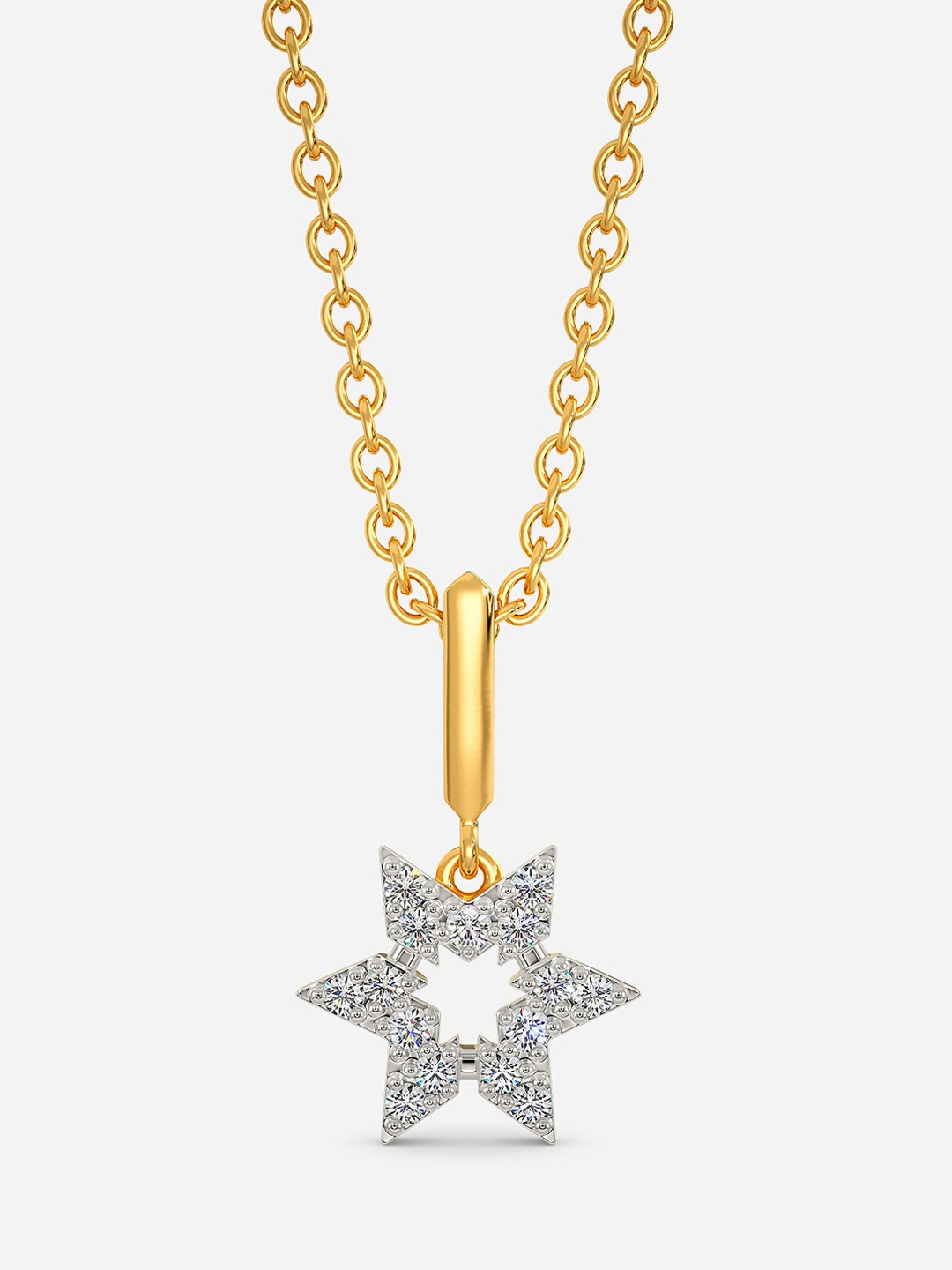 

MELORRA Logo Love Rhodium-Plated 18KT Gold Diamond-Studded Pendant - 0.81 gm