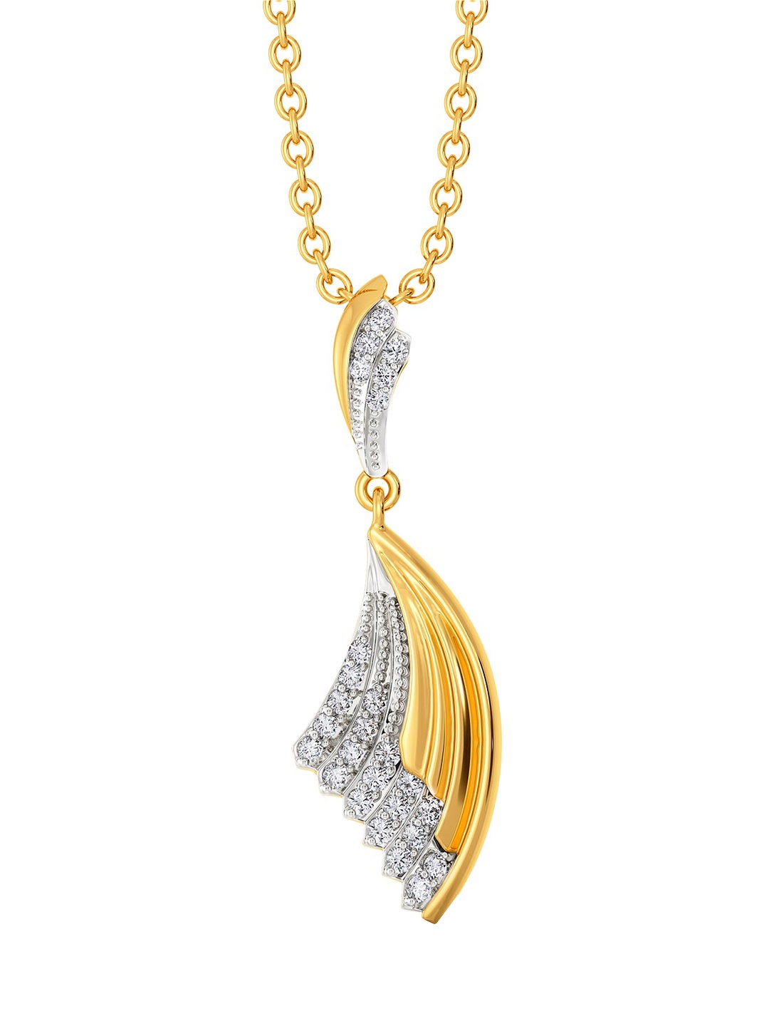 

MELORRA Sleek Sonders Rhodium-Plated 18KT Gold Diamond-Studded Pendant - 2.6 gm