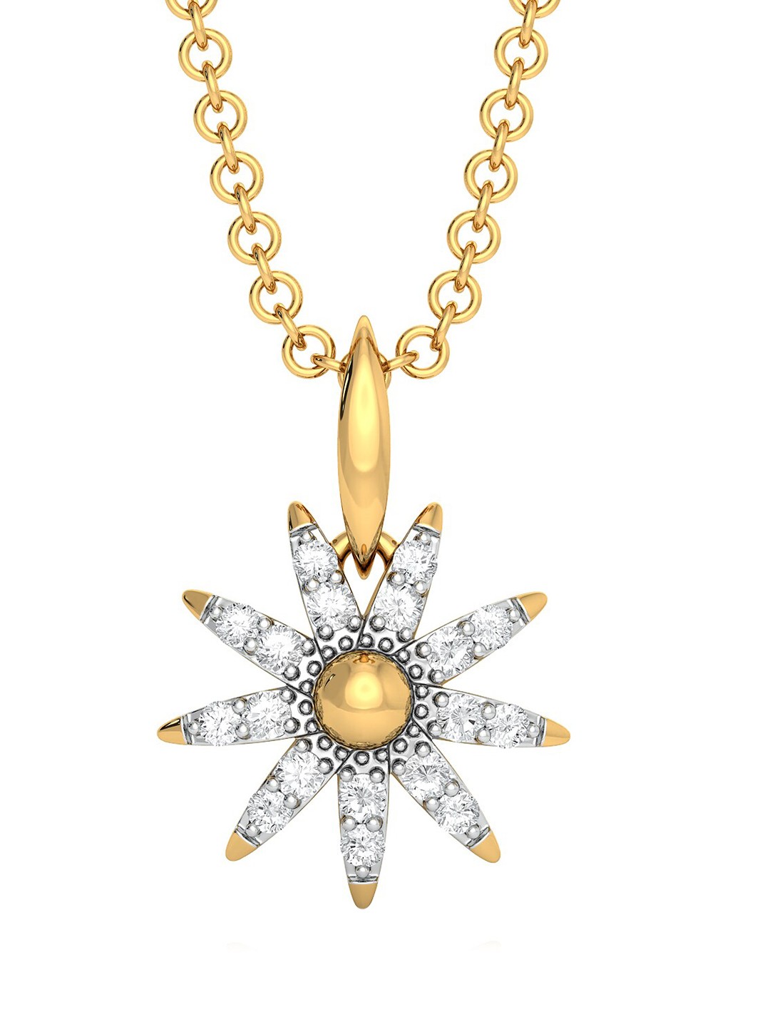 

MELORRA Sprinkle Sparkle Rhodium-Plated 18KT Gold Diamond Pendant-1.19gm