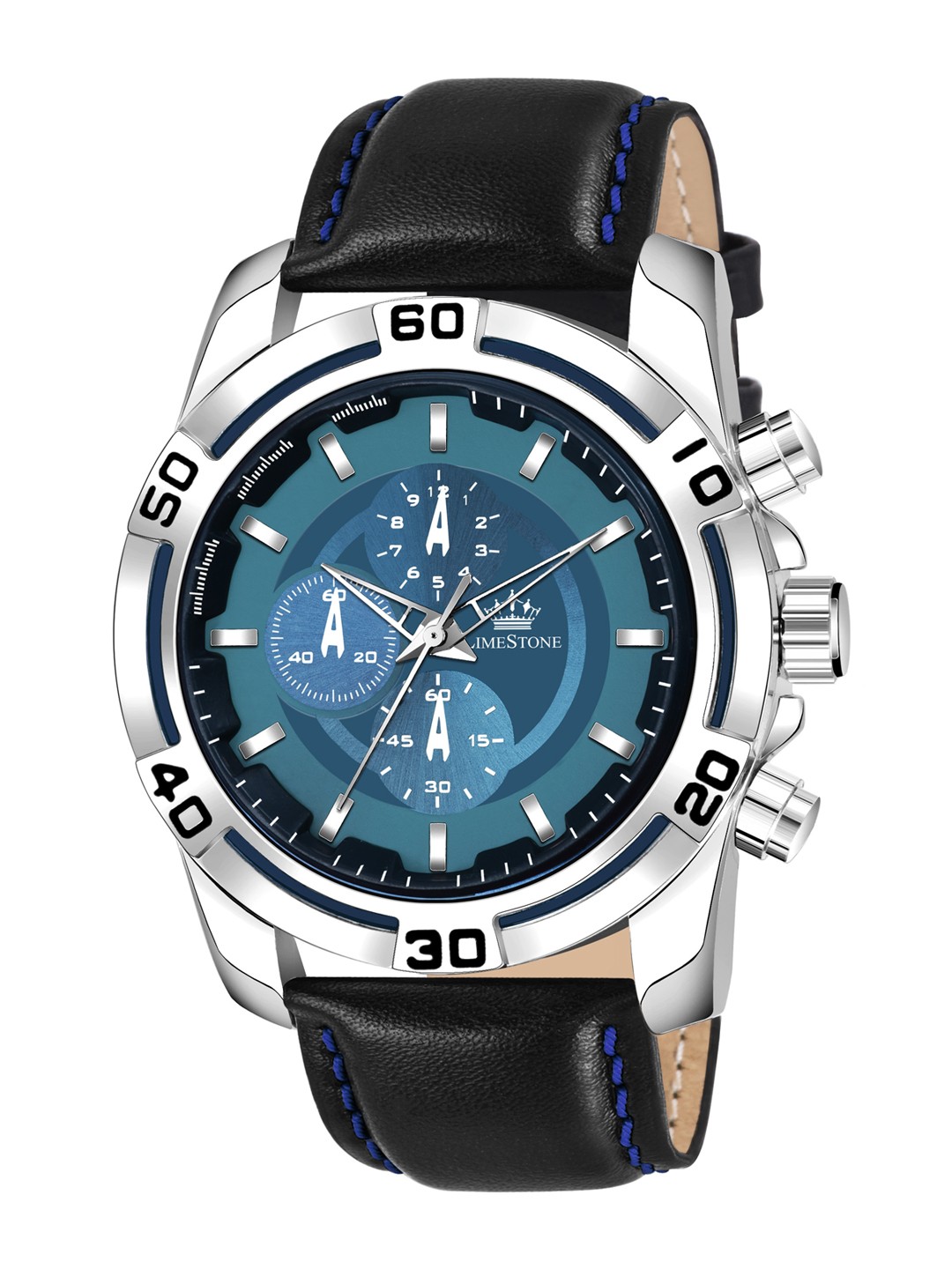 

LIMESTONE Men Leather Straps Analogue Watch LUXE115, Blue