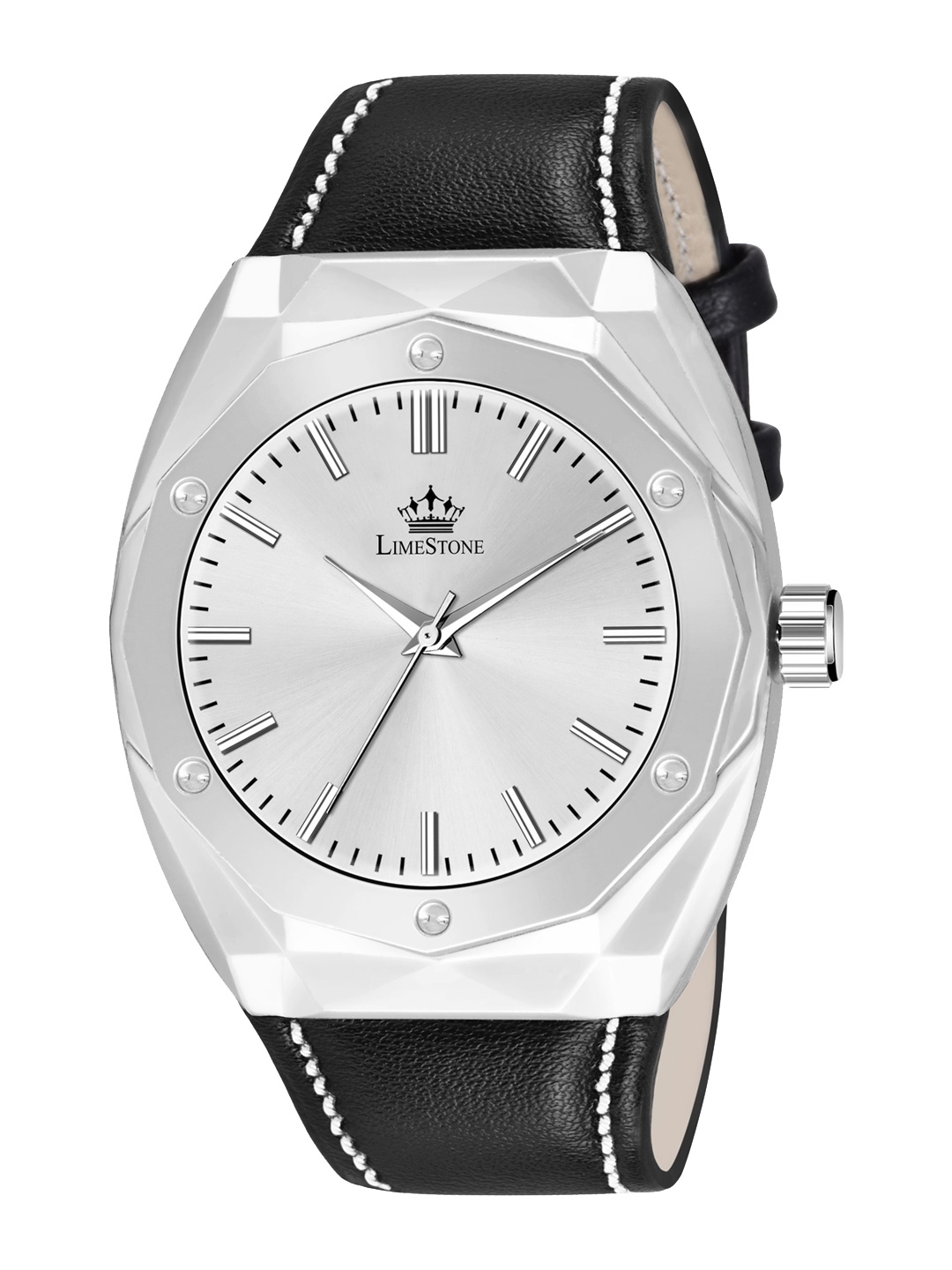 

LIMESTONE Men Leather Straps Analogue Watch LUXE121, Silver
