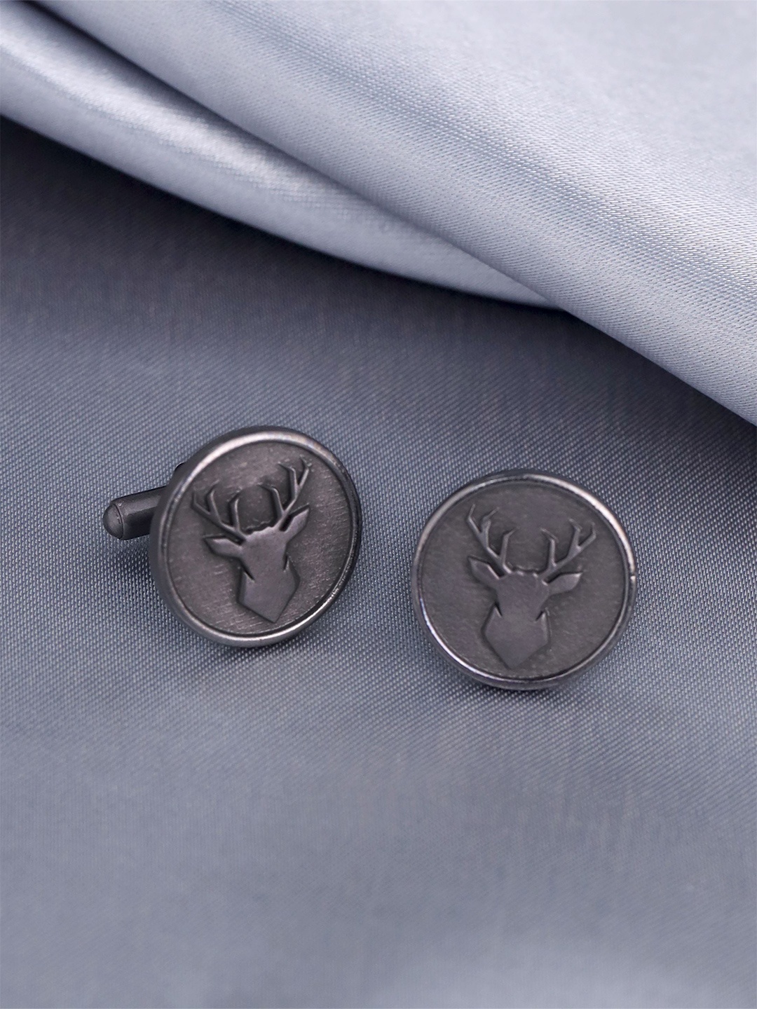 

COSA NOSTRAA Engraved Round Fiery Tiger Cufflinks, Grey melange