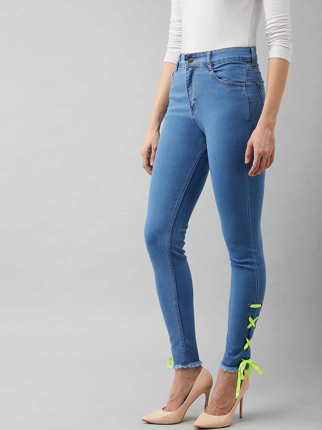 

Miss Chase Women Skinny Fit High-Rise Light Fade Stretchable Jeans, Blue