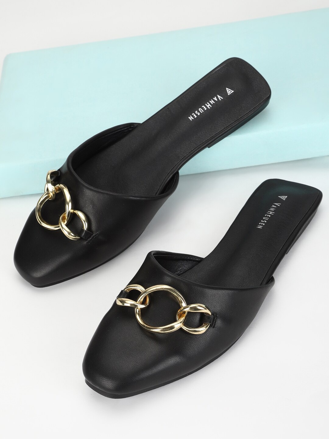 

Van Heusen Woman Buckle Embellished Mules, Black