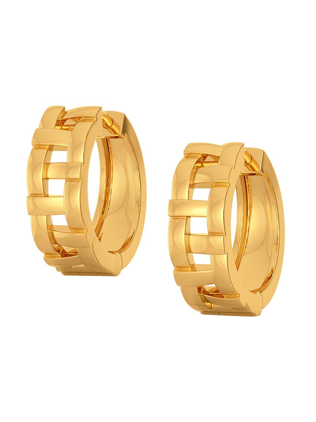 

MELORRA The Plaid Play 18KT Gold Hoop Earrings- 4.96 gm