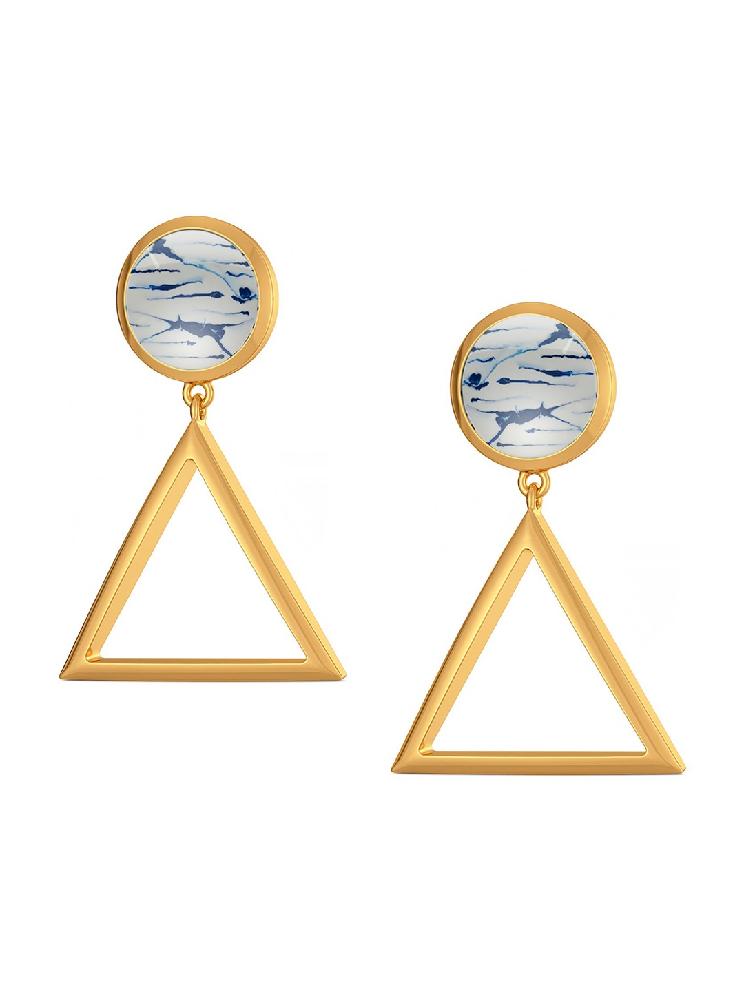 

MELORRA Of Blue Dyes 18KT Gold Dangle Earrings-4.58gm
