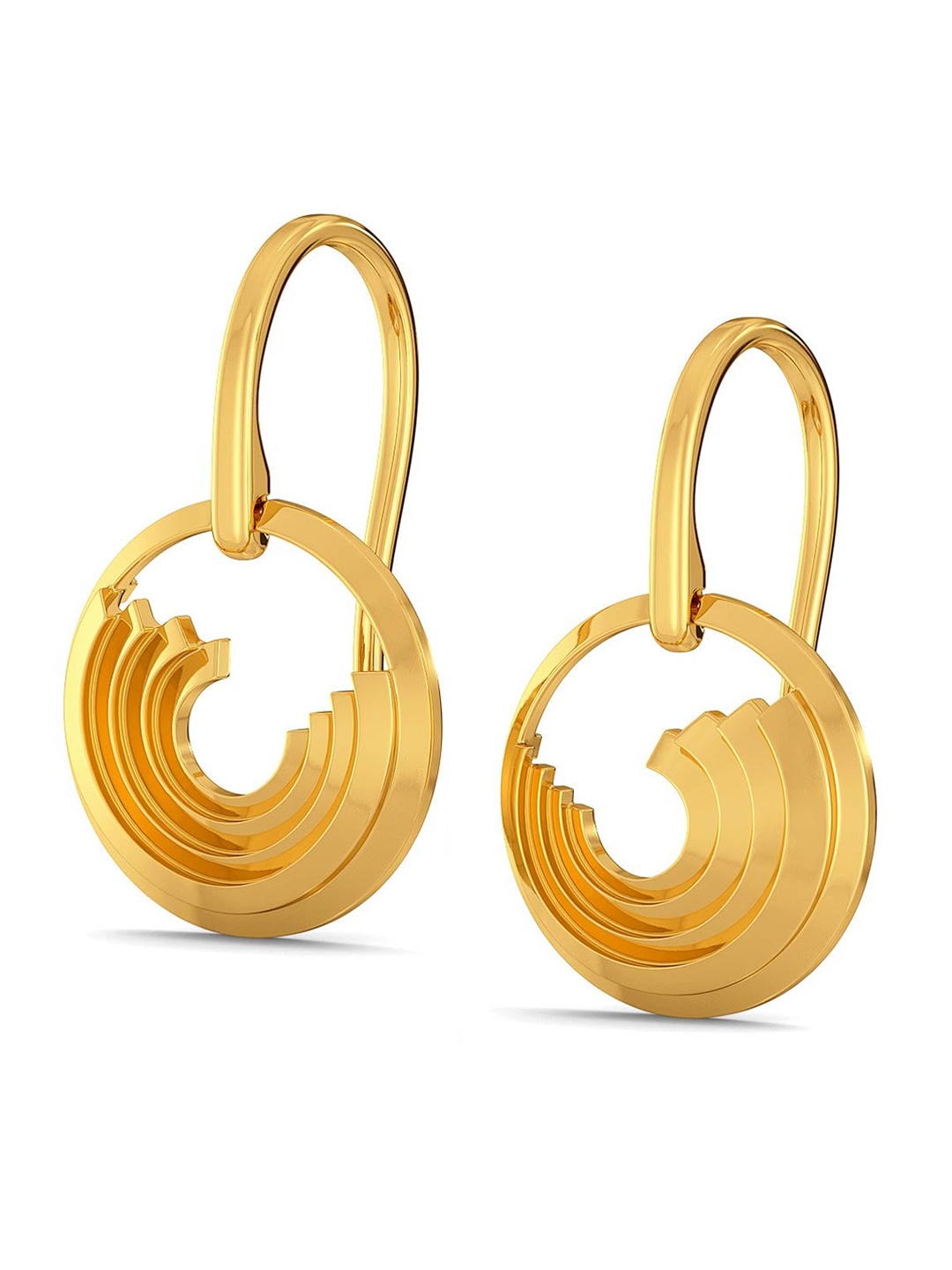 

MELORRA Triple Ripple 18KT Gold Drop Earrings- 2.88 gm