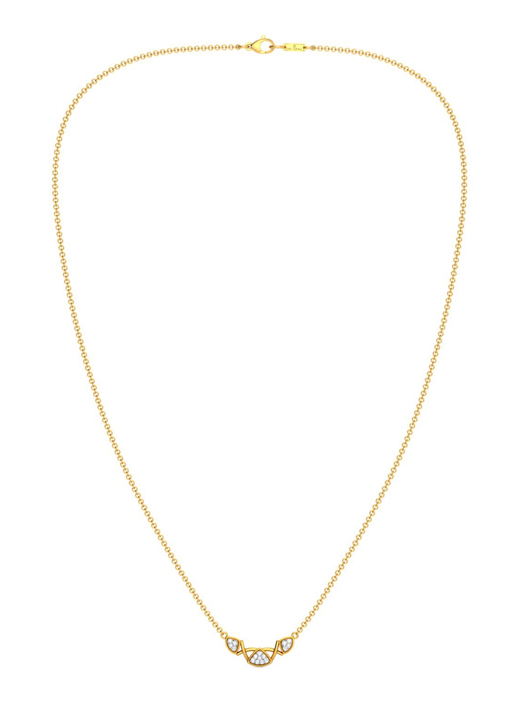 

MELORRA Triangular Tango Rhodium-Plated Diamond Studded 18KT Gold Necklace- 4.89gm