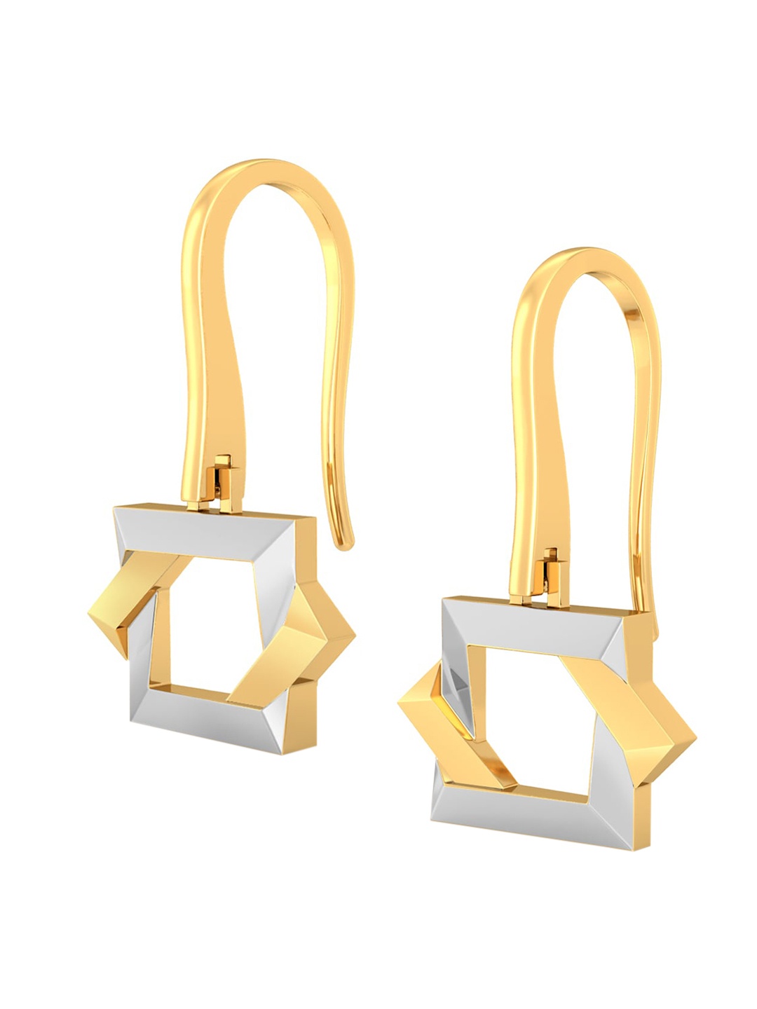 

MELORRA 18KT Gold Dual Drama Square Shaped Drop Earrings-3.94g