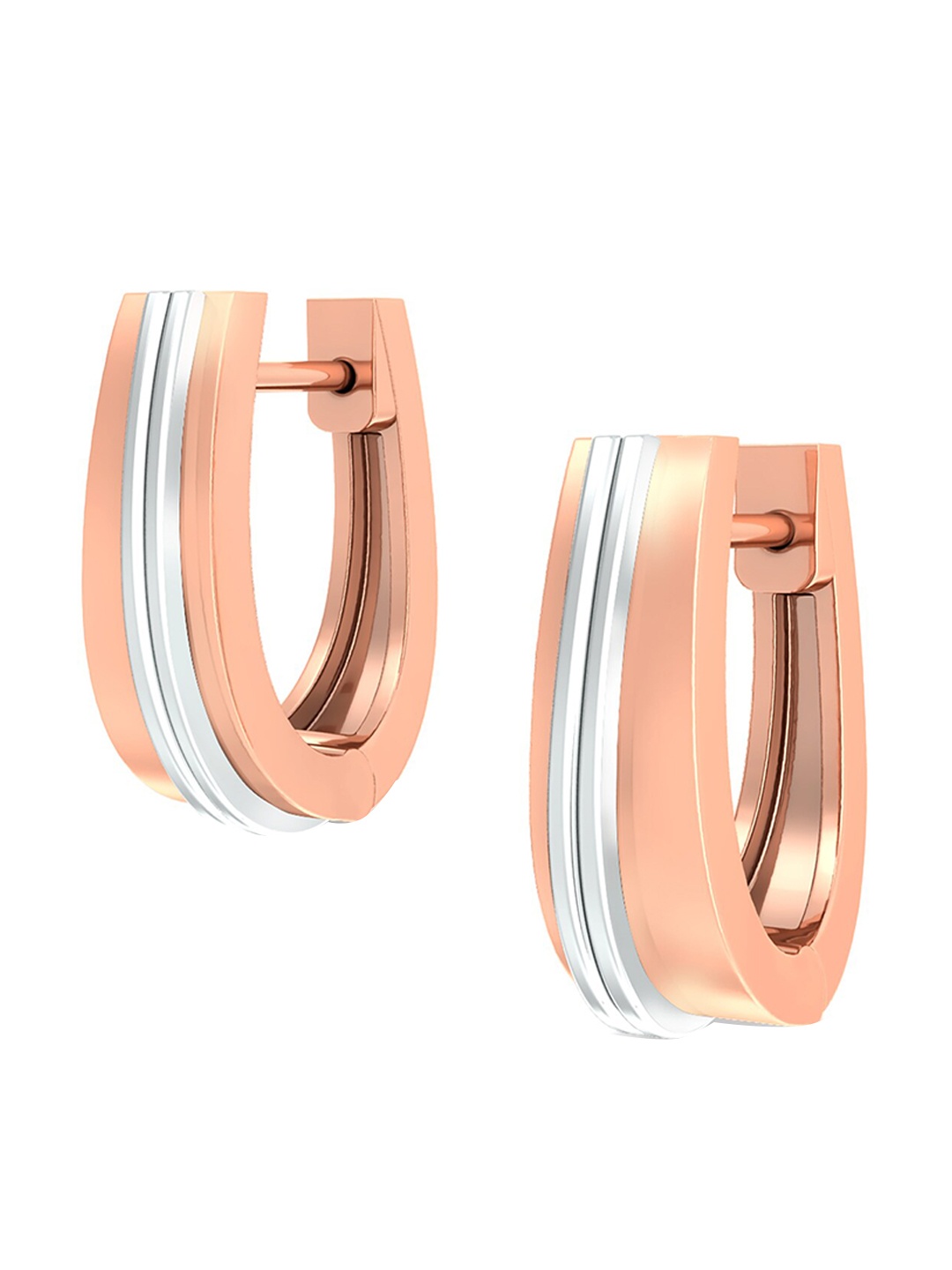 

MELORRA Soft Trapazoid 18KT Rose Gold Hoop Earrings-5.31gm