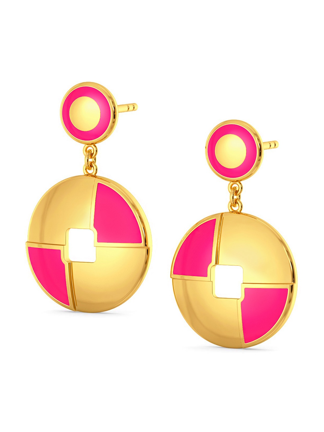 

MELORRA Pink A Wink 18KT Gold Drop Earrings- 6.24 gm