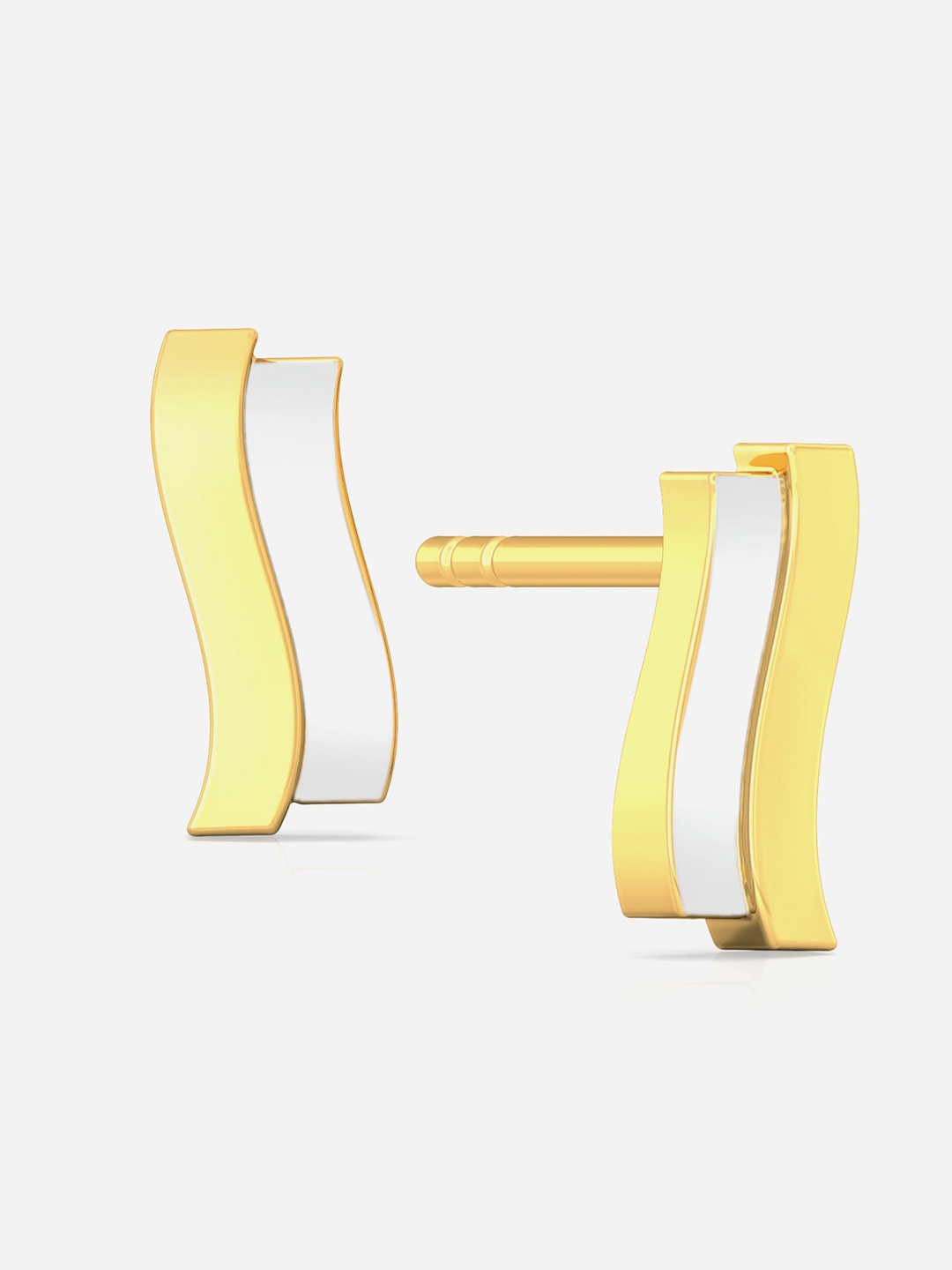 

MELORRA Twin Strokes Rhodium-Plated 18KT Gold Stud Earrings-1.95gm