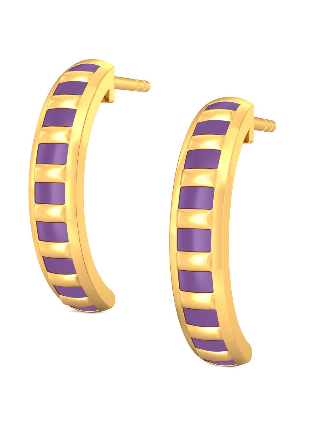 

MELORRA Royal Accents 18KT Gold Half Hoop Earrings- 3.35 gm