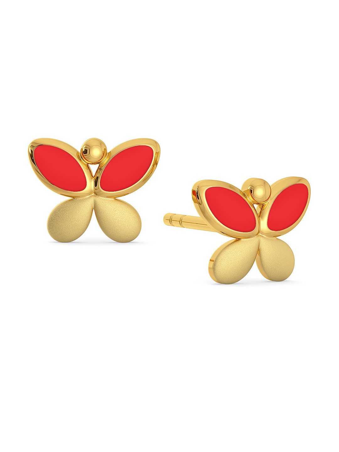 

MELORRA The Rad Red 18KT Gold Stud Earrings- 2.18 gm