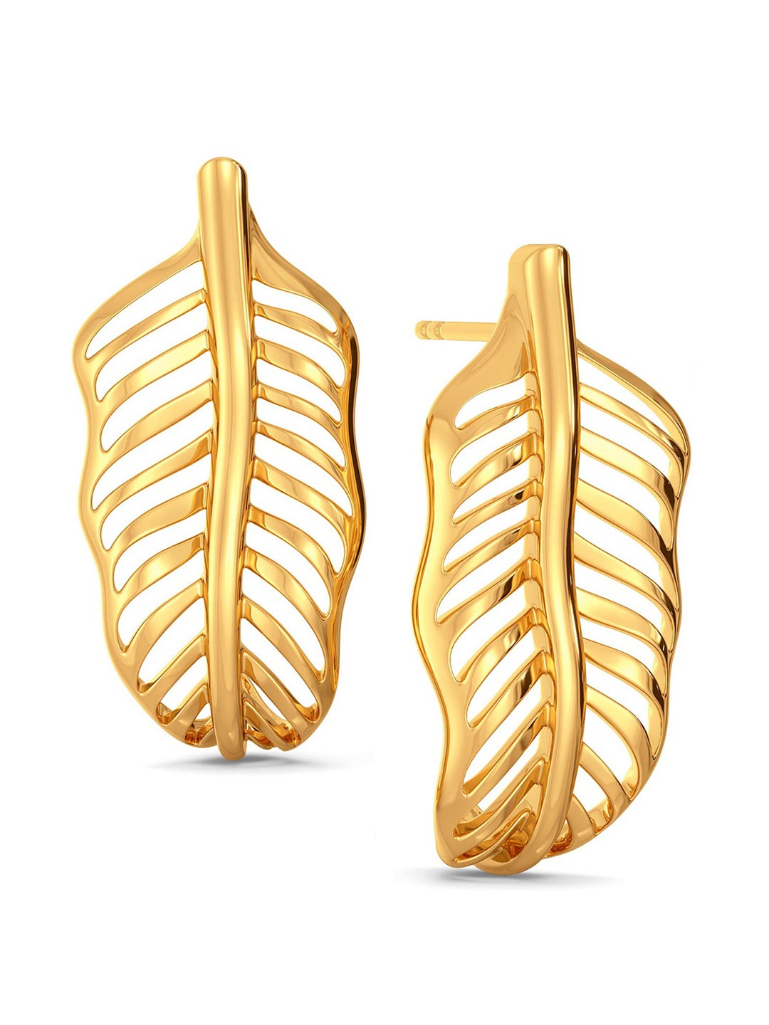 

MELORRA 18KT Gold Feather Fiesta Shaped Drop Earrings-6.2 g