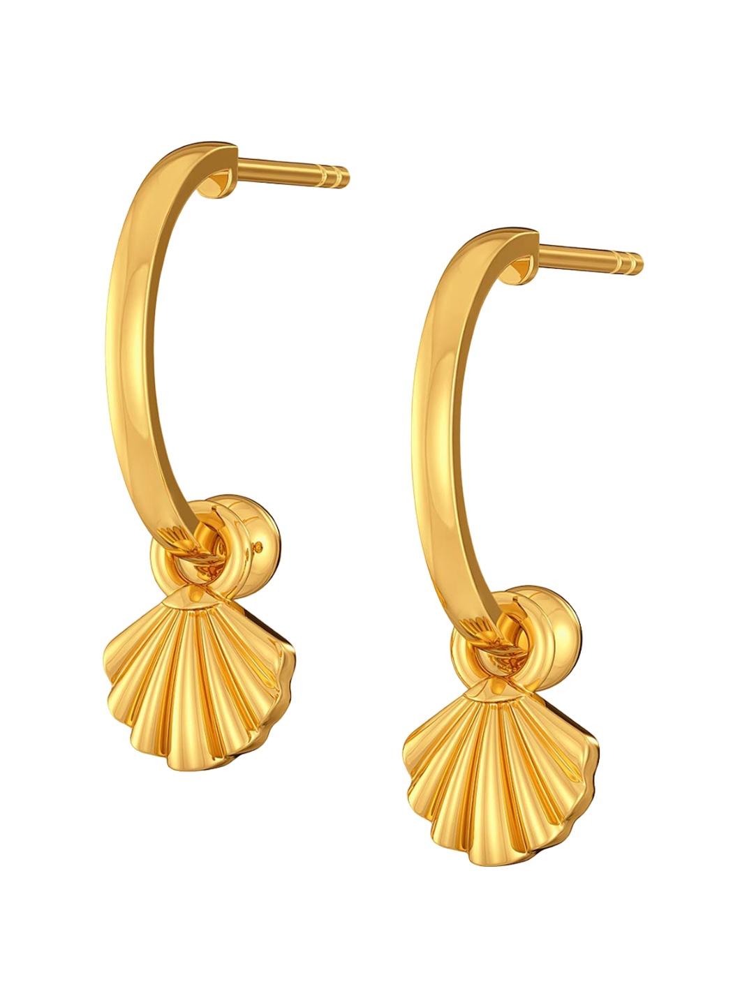 

MELORRA Shell on Shank 18KT Gold Half Hoop Earrings- 4.13 gm