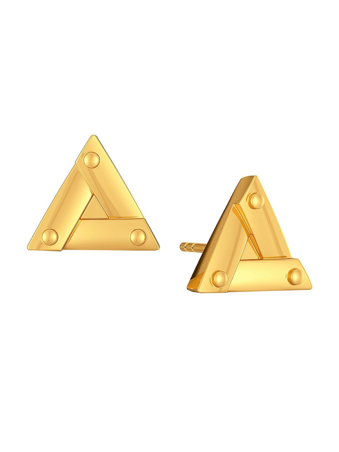 

MELORRA Trek Check 18KT Gold Stud Earrings-4.39gm