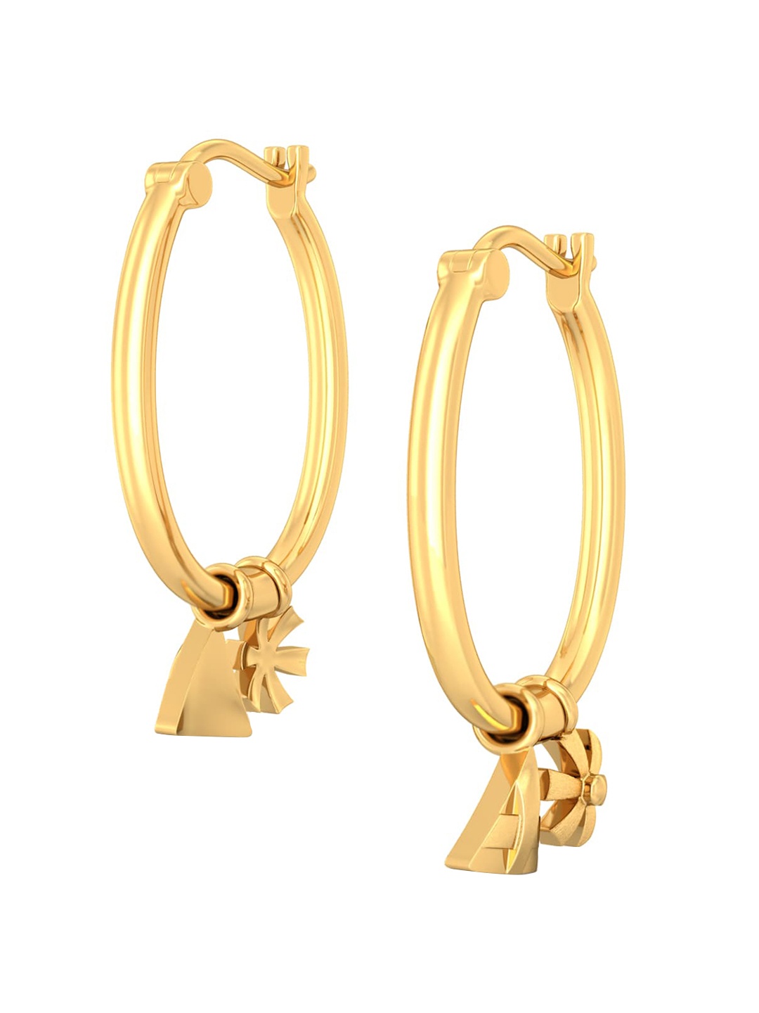 

MELORRA Multifaceted 18KT Gold Hoop Earrings-4.62gm