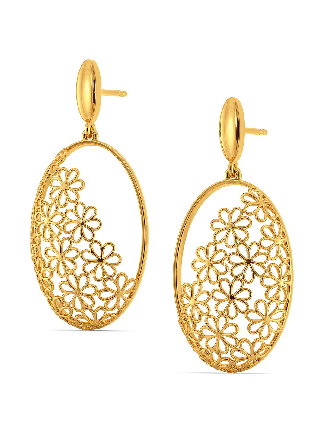 

MELORRA Lace Blossoms 18KT Gold Dangle Earrings-6.44 gm